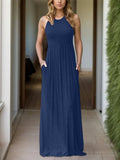 Full Size Grecian Neck Dress with Pockets - Trendsi - Flyclothing LLC