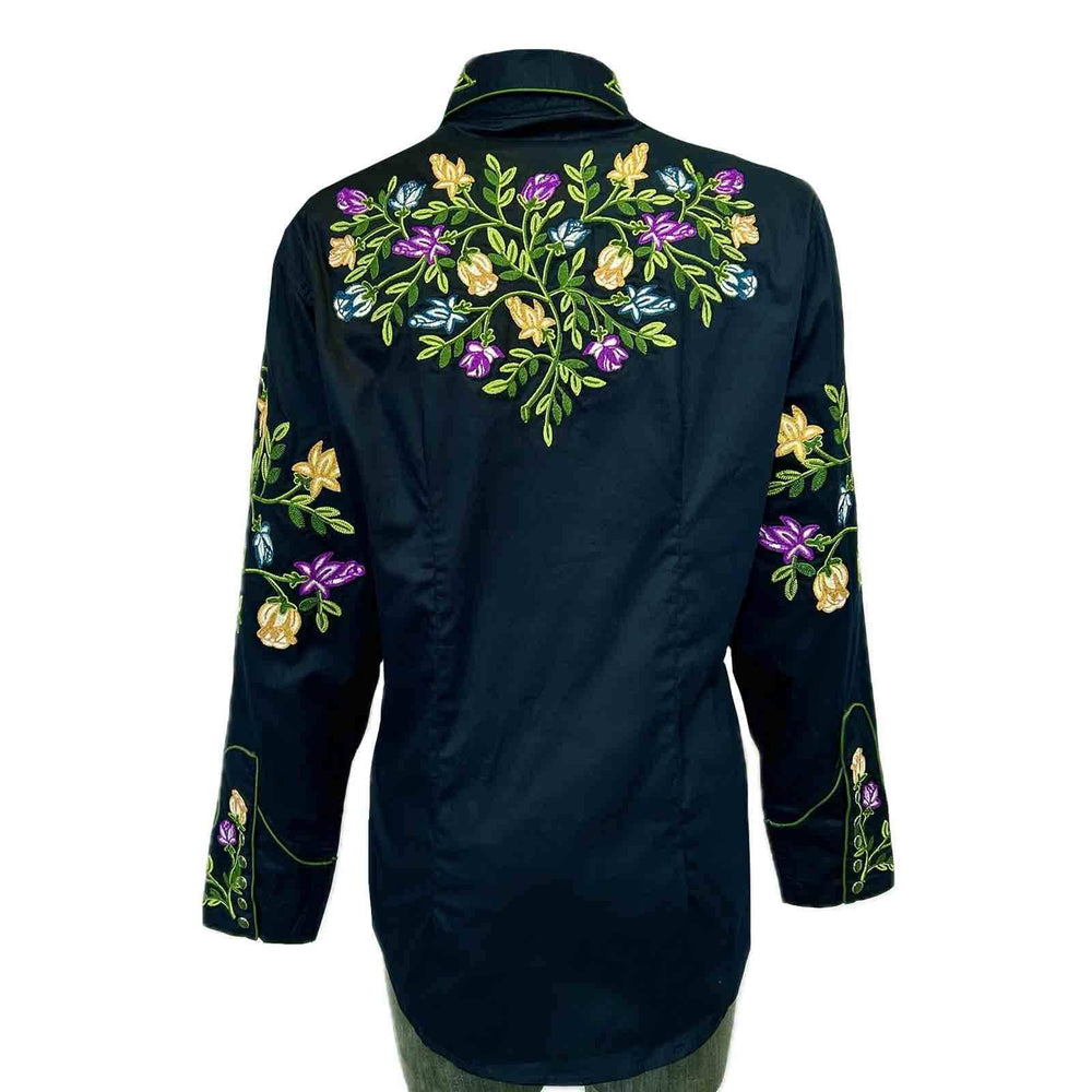 Rockmount Clothing Women's Vintage Navy Floral Embroidered Western Shirt - Rockmount Clothing - Flyclothing LLC