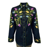 Rockmount Clothing Women's Vintage Navy Floral Embroidered Western Shirt - Rockmount Clothing - Flyclothing LLC