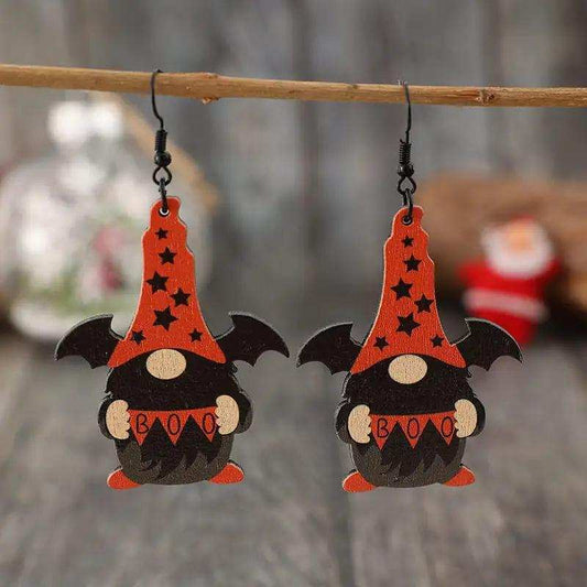 Wooden Point Hat Gnome Shape Earrings - Trendsi - Flyclothing LLC
