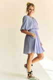 Davi & Dani Back Button Puff Sleeve Mini Dress - Trendsi - Flyclothing LLC