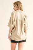 And The Why Oversized Linen Button Down Shirts Top - Trendsi - Flyclothing LLC