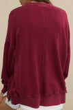 Side Slit Round Neck Long Sleeve Sweatshirt - Trendsi - Flyclothing LLC