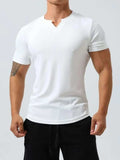 Men's Plus Size Notched Short Sleeve T-Shirt - Trendsi - Flyclothing LLC