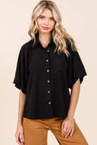 Mittoshop Airflow Short Bubble Sleeve Button Down Shirt - Trendsi - Flyclothing LLC