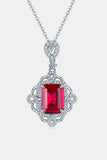925 Sterling Silver Ruby Pendant Necklace - Trendsi - Flyclothing LLC