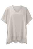 Slit V-Neck Half Sleeve Knit Top - Trendsi - Flyclothing LLC