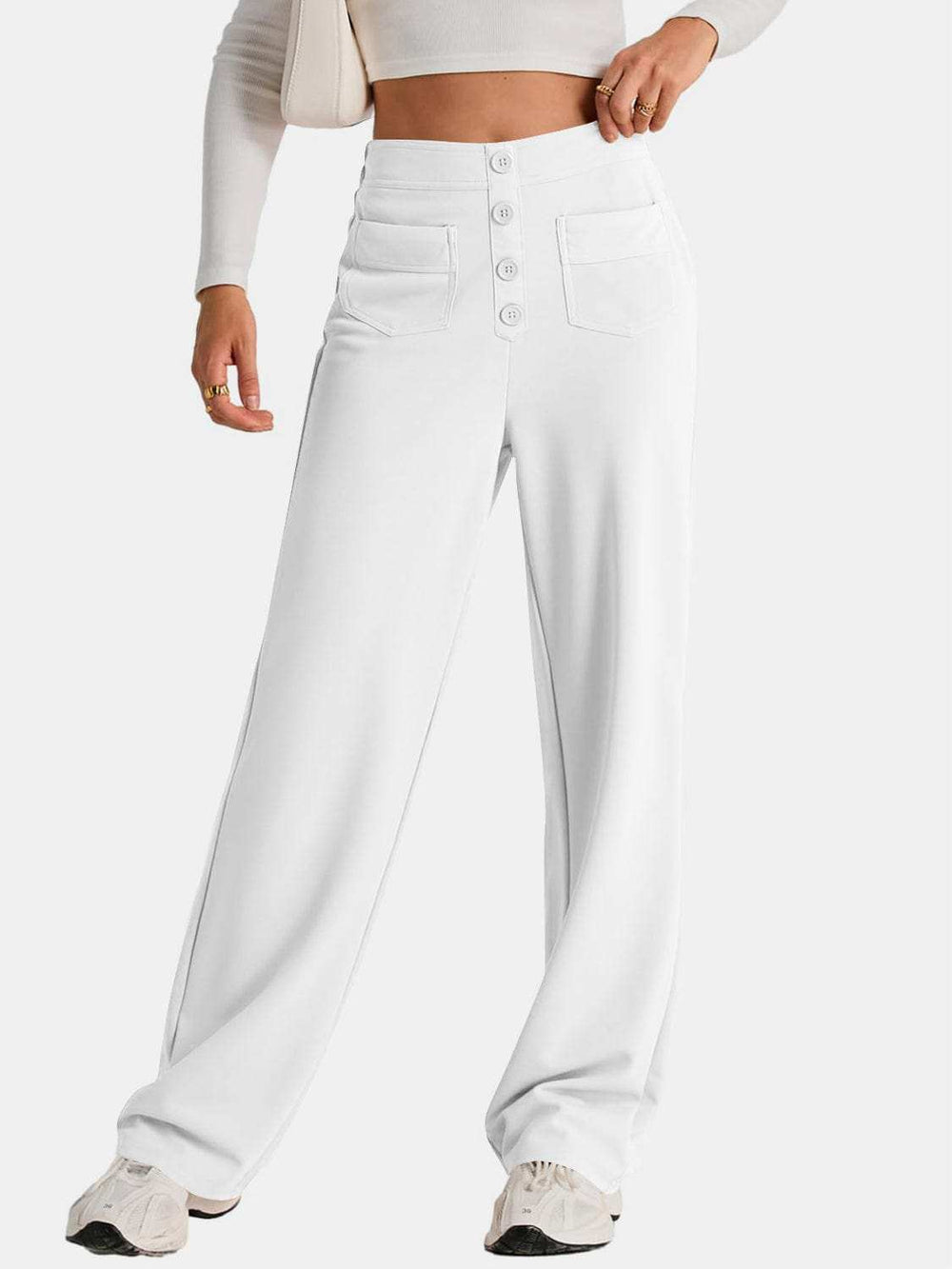 High Waist Wide Leg Pants - Trendsi - Flyclothing LLC