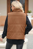 Pocketed Zip Up Turtleneck Vest Coat - Trendsi - Flyclothing LLC