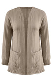 Full Size Textured Open Front Long Sleeve Cardigan - Trendsi - Flyclothing LLC