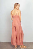 VERY J Sleeveless Ruched Wide Leg Jumpsuit - Trendsi - Flyclothing LLC