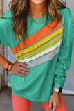 Contrast Round Neck Long Sleeve Sweatshirt - Trendsi - Flyclothing LLC