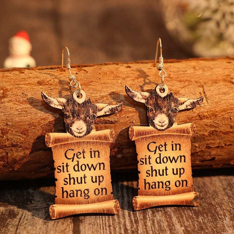 Donkey Letter Wooden Dangle Earrings - Trendsi - Flyclothing LLC