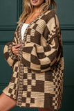 Checkered Open Front Long Sleeve Cardigan - Trendsi - Flyclothing LLC