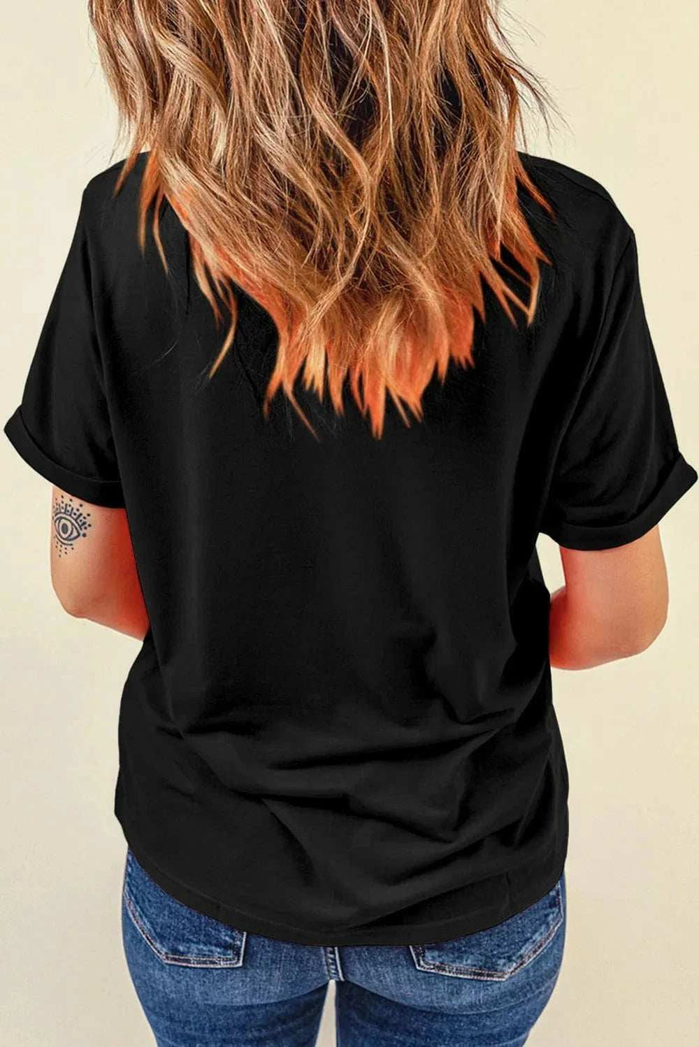 Letter Graphic Round Neck Short Sleeve T-Shirt - Trendsi - Flyclothing LLC