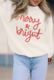 MERRY & BRIGHT Round Neck Sweater - Trendsi - Flyclothing LLC