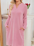 Casual Ribbed Knit Long Sleeve Dress - Trendsi - Flyclothing LLC