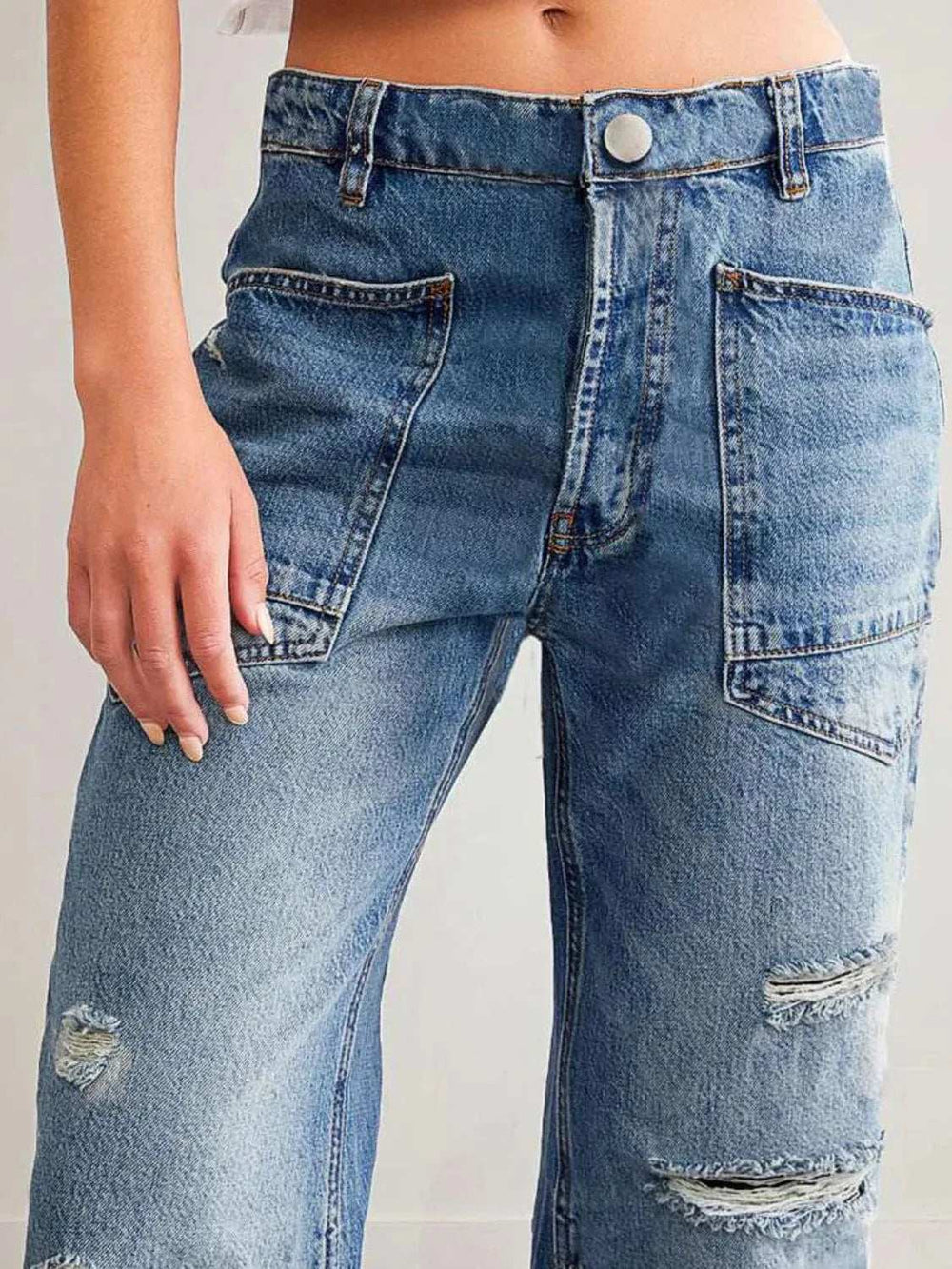 Distressed Jeans with Pockets - Trendsi - Flyclothing LLC