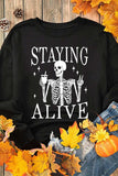Skull Graphic Round Neck Long Sleeve Sweatshirt - Trendsi - Flyclothing LLC