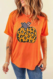 Pumpkin Round Neck Short Sleeve T-Shirt - Trendsi - Flyclothing LLC