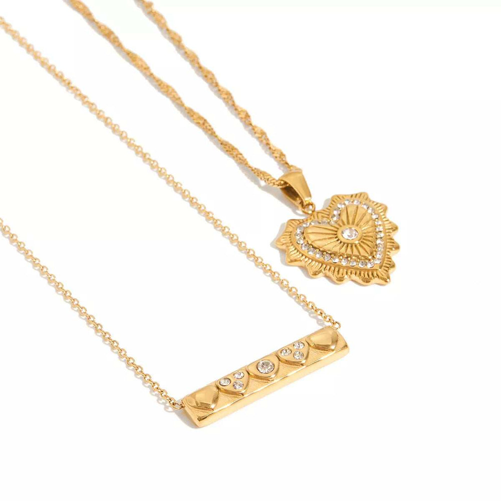 18K Gold-Plated Zircon Pendant Necklace - Trendsi - Flyclothing LLC