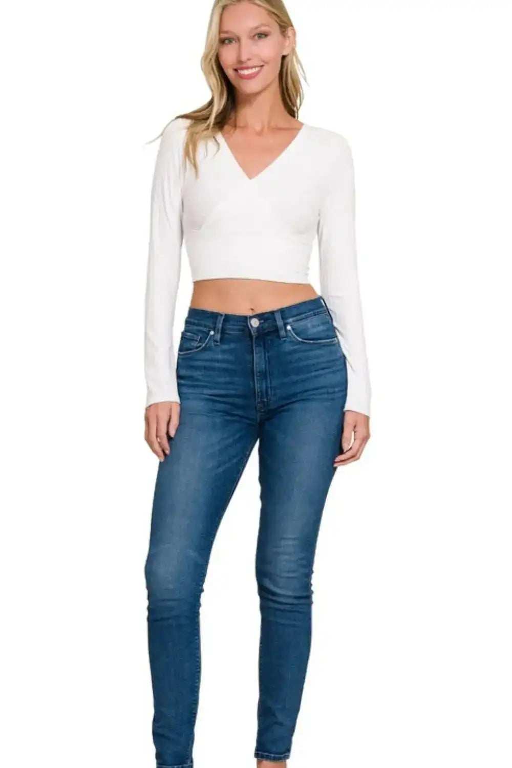 Zenana Ribbed Surplus Waist Band Long Sleeve Top - Trendsi - Flyclothing LLC