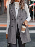 Buttoned Collared Neck Longline Vest Coat - Trendsi - Flyclothing LLC