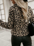 Fuzzy Animal Print Collared Neck Coat - Trendsi - Flyclothing LLC