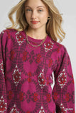 Umgee Boho Patterned Long Sleeve Sweater - Trendsi - Flyclothing LLC