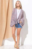 And The Why Sheer Front Tie Knot Oversized Kimono Wrap Cover Up - Trendsi - Flyclothing LLC