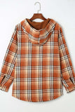 Plaid Button Up Long Sleeve Hooded Jacket - Trendsi - Flyclothing LLC