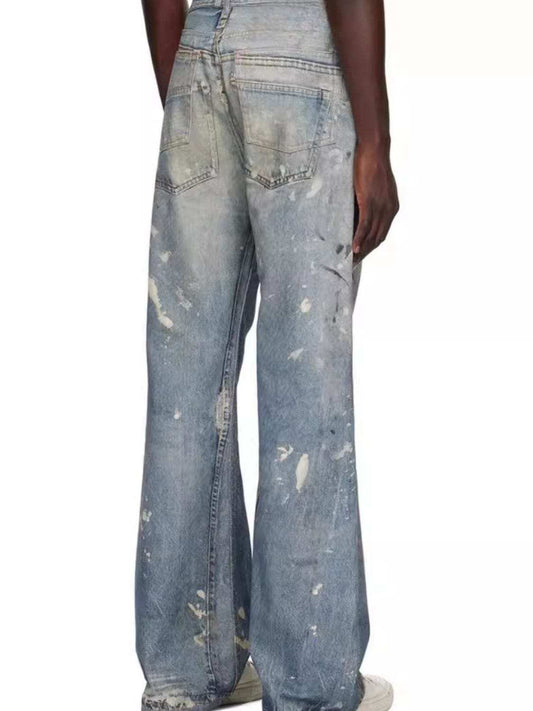 Men's Washed Button Fly Straight Jeans - Trendsi - Flyclothing LLC