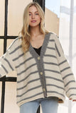 ADORA Horizontally Striped Button Up Cardigan - Trendsi - Flyclothing LLC