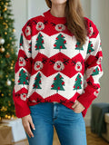 Christmas Element Round Neck Long Sleeve Sweater - Trendsi - Flyclothing LLC