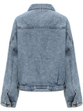 Button Down Drop Shoulder Denim Jacket - Trendsi - Flyclothing LLC