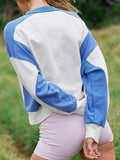 Contrast Round Neck Long Sleeve Sweatshirt - Trendsi - Flyclothing LLC