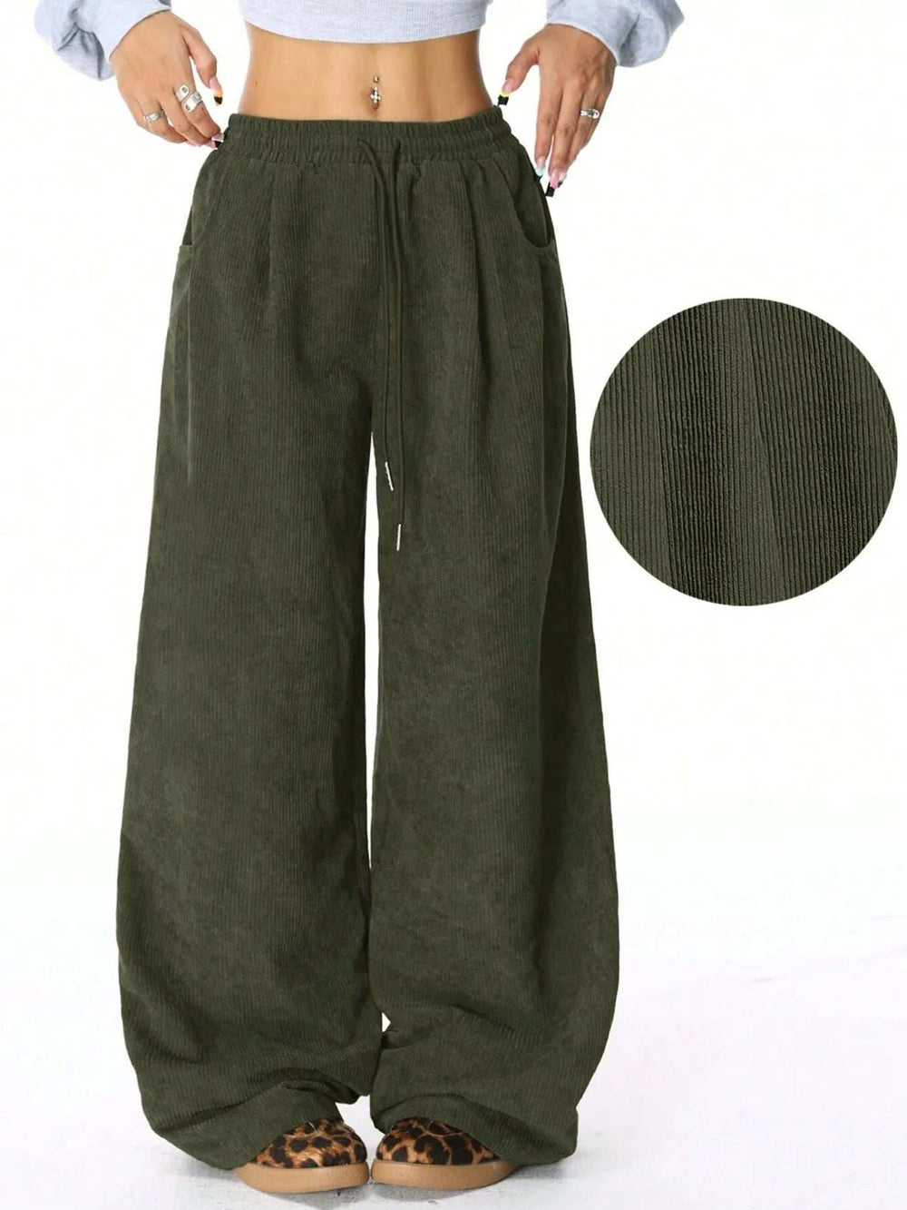Drawstring Wide Leg Pants - Trendsi - Flyclothing LLC