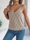 Openwork Scoop Neck Knit Vest - Trendsi - Flyclothing LLC