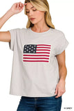 Zenana US Flag Round Neck Short Sleeve T-Shirt - Trendsi - Flyclothing LLC