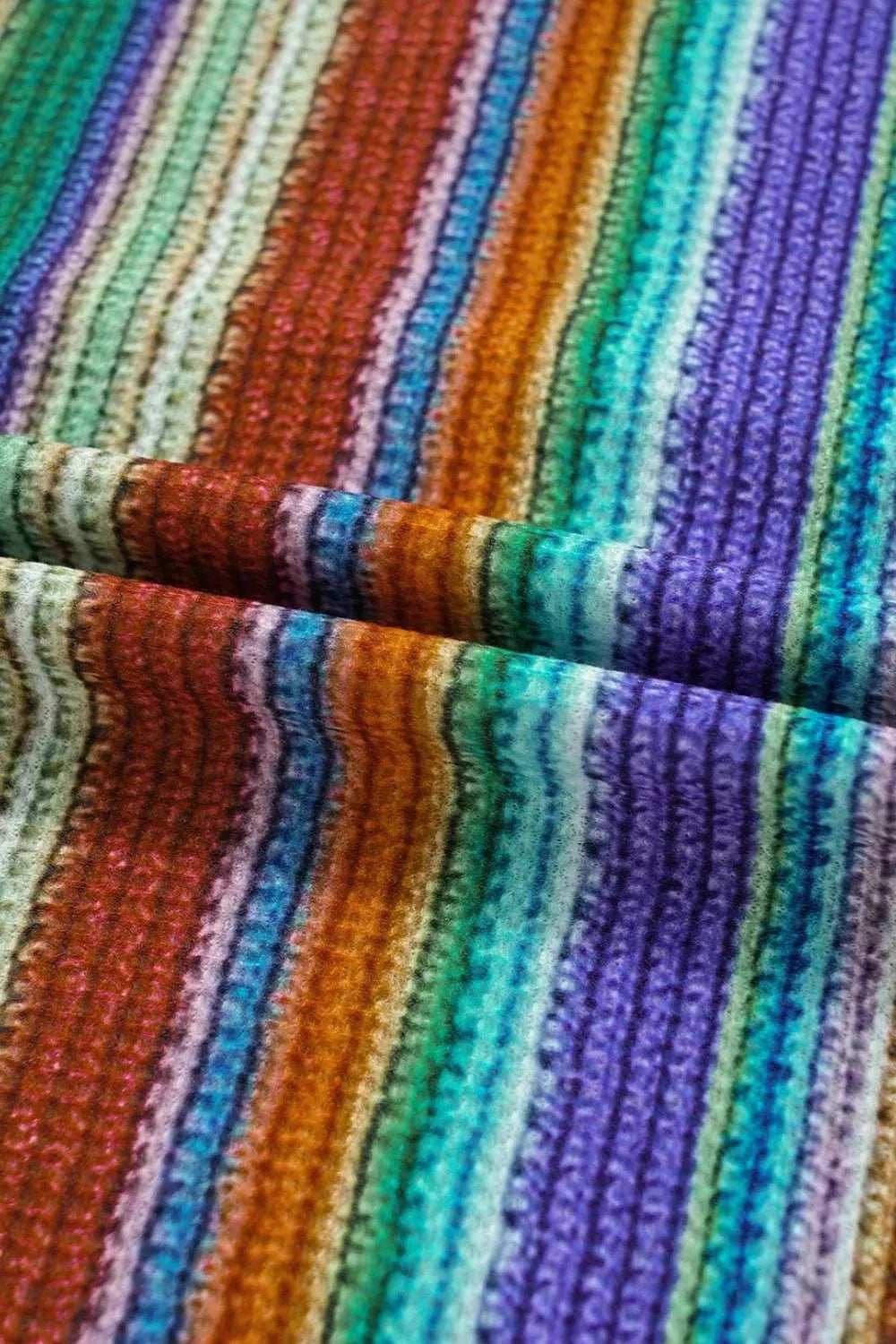 Multicolour Striped Twist Hem Cap Sleeve Top - Trendsi - Flyclothing LLC