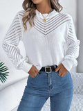 Openwork Round Neck Long Sleeve Knit Top - Trendsi - Flyclothing LLC