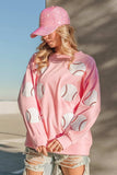 BiBi Sequin Baseball Patches French Terry Sweatshirt - Trendsi - Flyclothing LLC