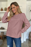 Textured Round Neck Long Sleeve Sweatshirt - Trendsi - Flyclothing LLC