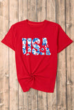 USA Round Neck Short Sleeve T-Shirt - Trendsi - Flyclothing LLC
