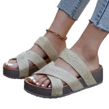 Crisscross Open Toe Platform Sandals - Trendsi - Flyclothing LLC