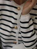 Striped Button Down Long Sleeve Cardigan - Trendsi - Flyclothing LLC