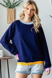 First Love Contrast Ribbed Round Neck Long Sleeve Sweater - Trendsi - Flyclothing LLC