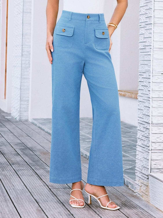 High Waist Wide Leg Pants - Trendsi - Flyclothing LLC