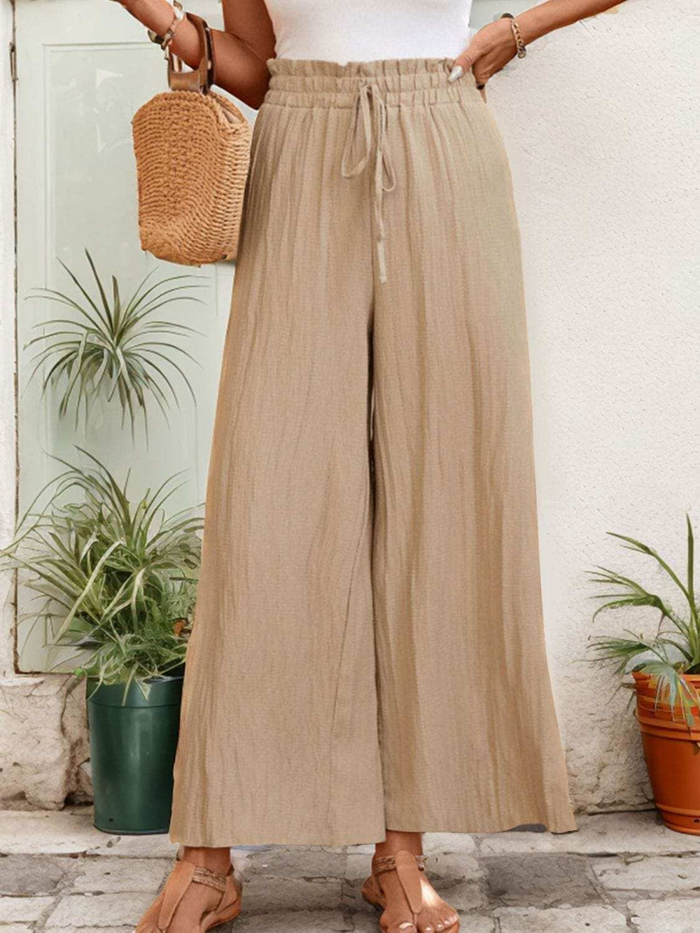 Frill Wide Leg Pants - Trendsi - Flyclothing LLC
