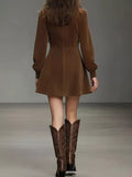 Fringe Trim Lantern Sleeve Mini Dress - Trendsi - Flyclothing LLC